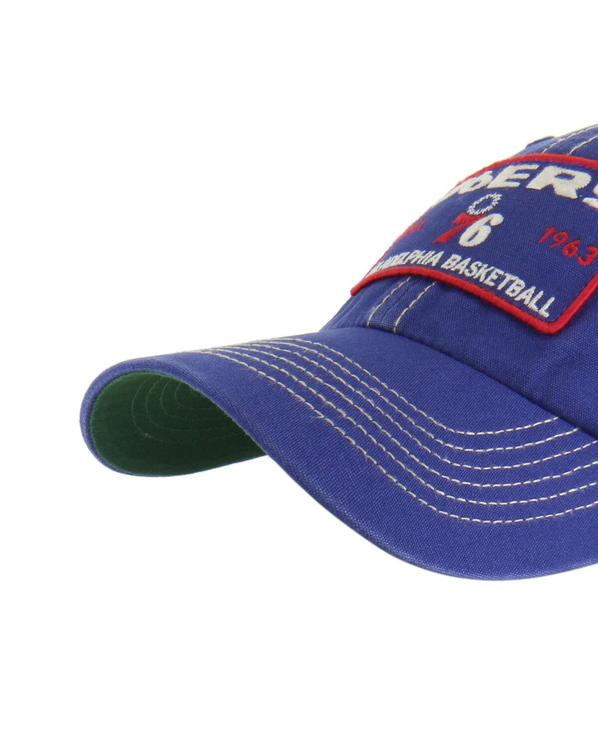 '47 Brand Men's Royal/Tan Philadelphia 76ers Wabash Patch Clean Up Adjustable Hat