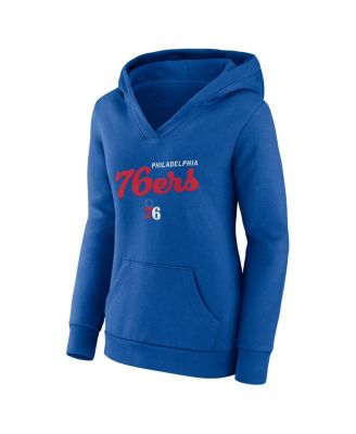 Women's Royal Philadelphia 76ers Triumphant V-Neck Pullover Hoodie