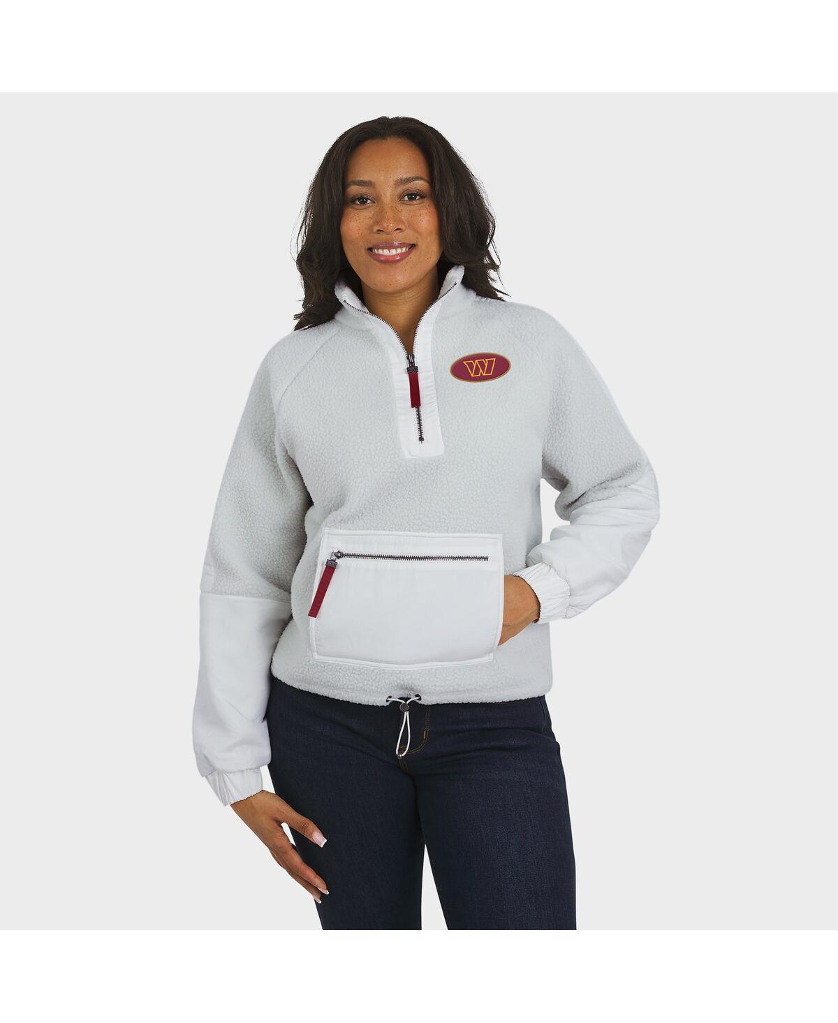 Wear By Erin Andrews Women's White Washington Commanders Polar Fleece Half-zip Jacket In White