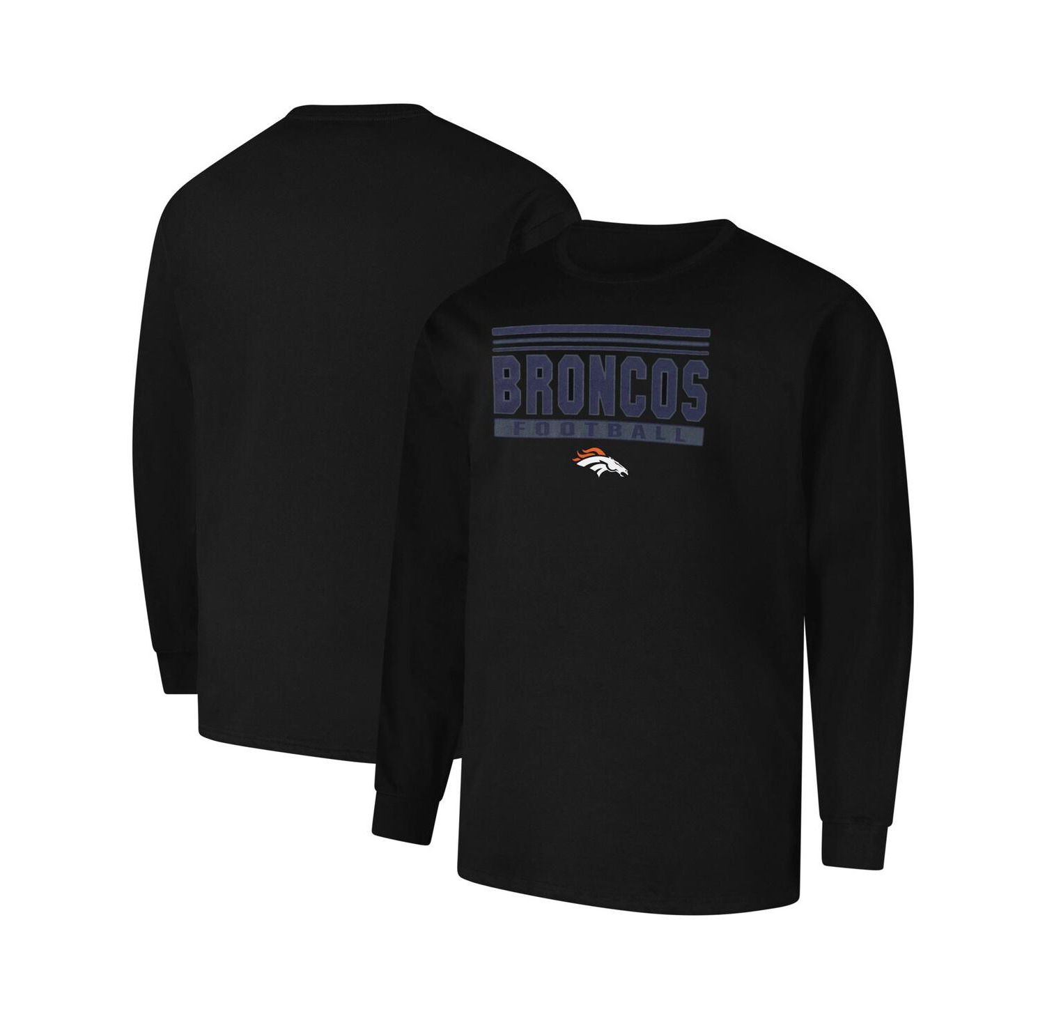 Men's Black Denver Broncos Big & Tall Pop Long Sleeve T-Shirt