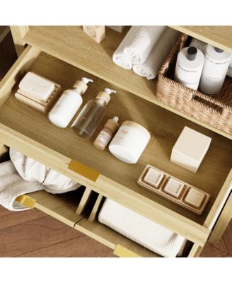 Bathroom Cabinet with Flip Storage and 3-Shelves and Drawer