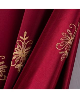 Donna Macrame Construction 3" Rod Pocket Curtain Panel 54" x 90" Burgundy/Gold