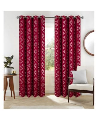 RT Designer Collection Heathrow Halo Foil Blackout Luxurious Decorative Grommet Curtain Panel 54" x 90" Red