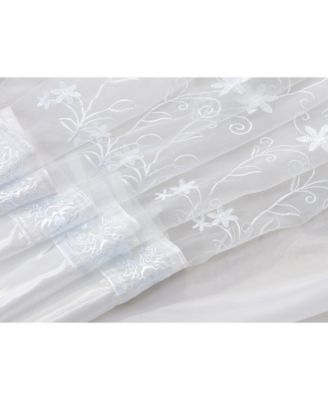 - Priscilla Embroidered Panel With Double Valance 54'' x 90'' Silver