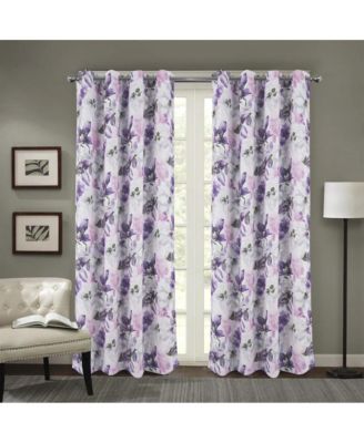 Eden Printed Blackout Grommet Window Curtain Panel 54" x 84" Lilac