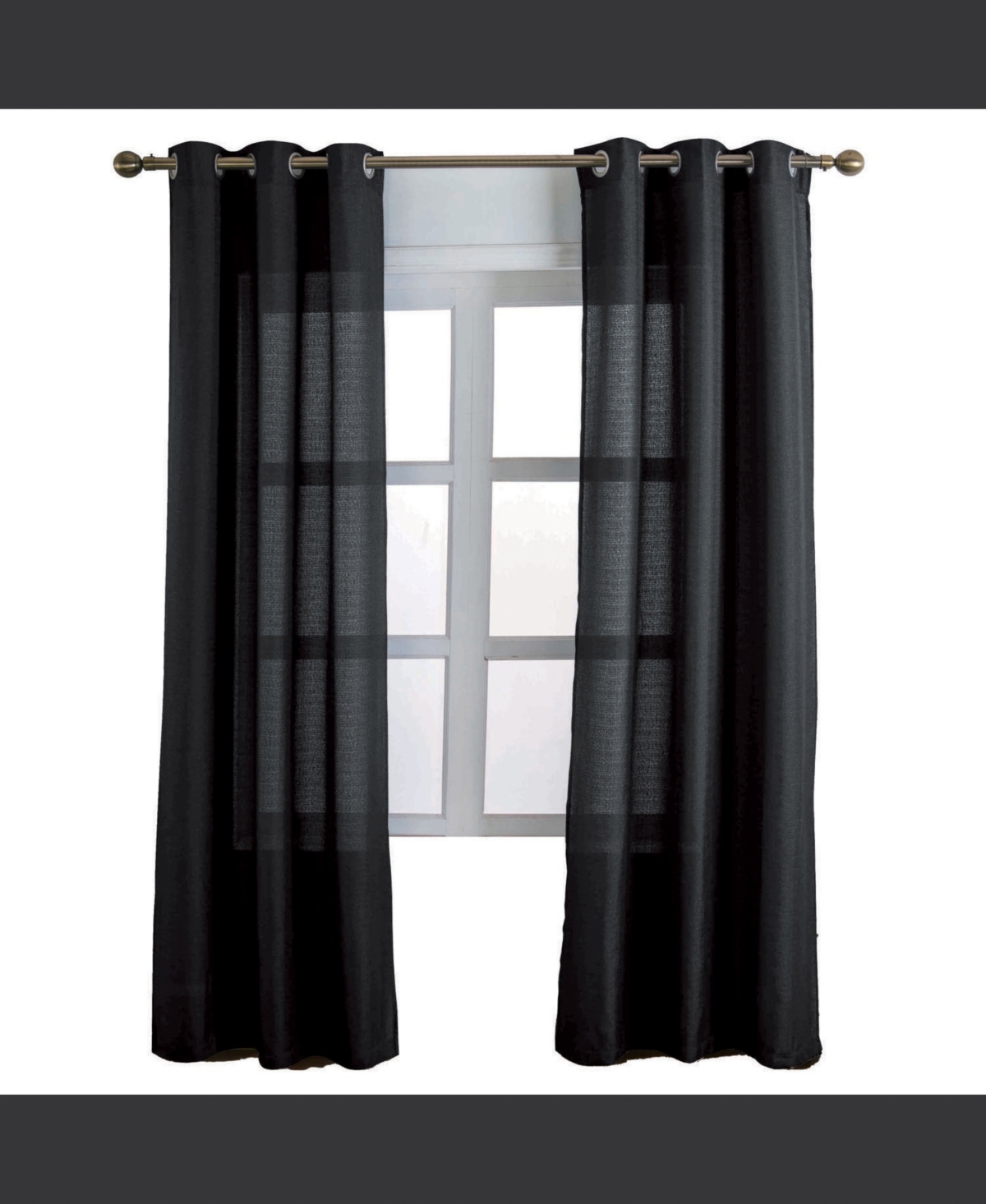 Rt Designers Collection Cole Textured Grommet Room Darkening Curtain Panel 54" x 95" Black