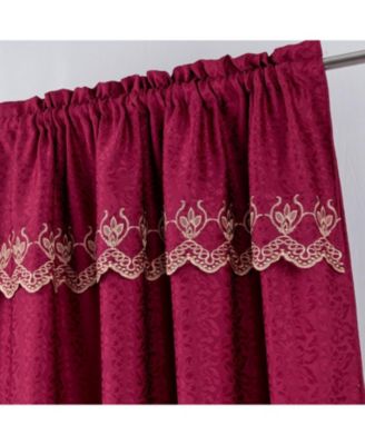 RT Designer Collection Alice Macrame Luxurious Decorative Rod Pocket Curtain Panel 54" x 84" Burg