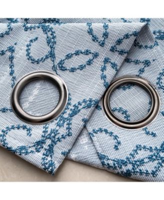 RT Designer Collection Woodbridge Jacquard Grommet Luxurious Modern Design Curtain Panel 54" x 84" Blue