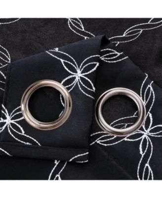 RT Designer Collection Gable Embroidered Blackout Luxurious Decorative Grommet Curtain Panel 54" x Black