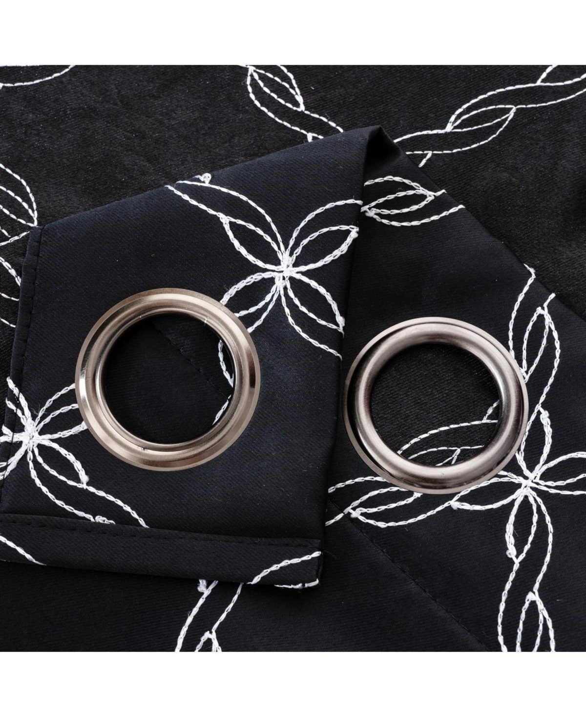 Rt Designer Collection Gable Embroidered Blackout Luxurious Decorative Grommet Curtain Panel 54" x 95" Black