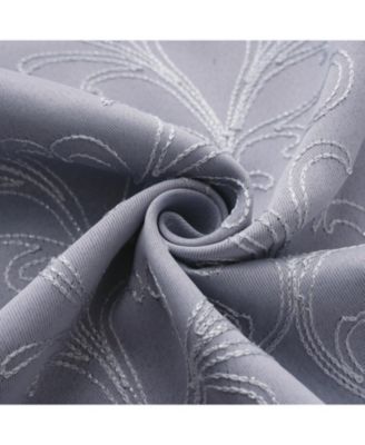 RT Designer Collection Kimber 2 Pack Embroidered Blackout Luxurious Decorative Grommet Curtain Panel 36" x 84" Silver