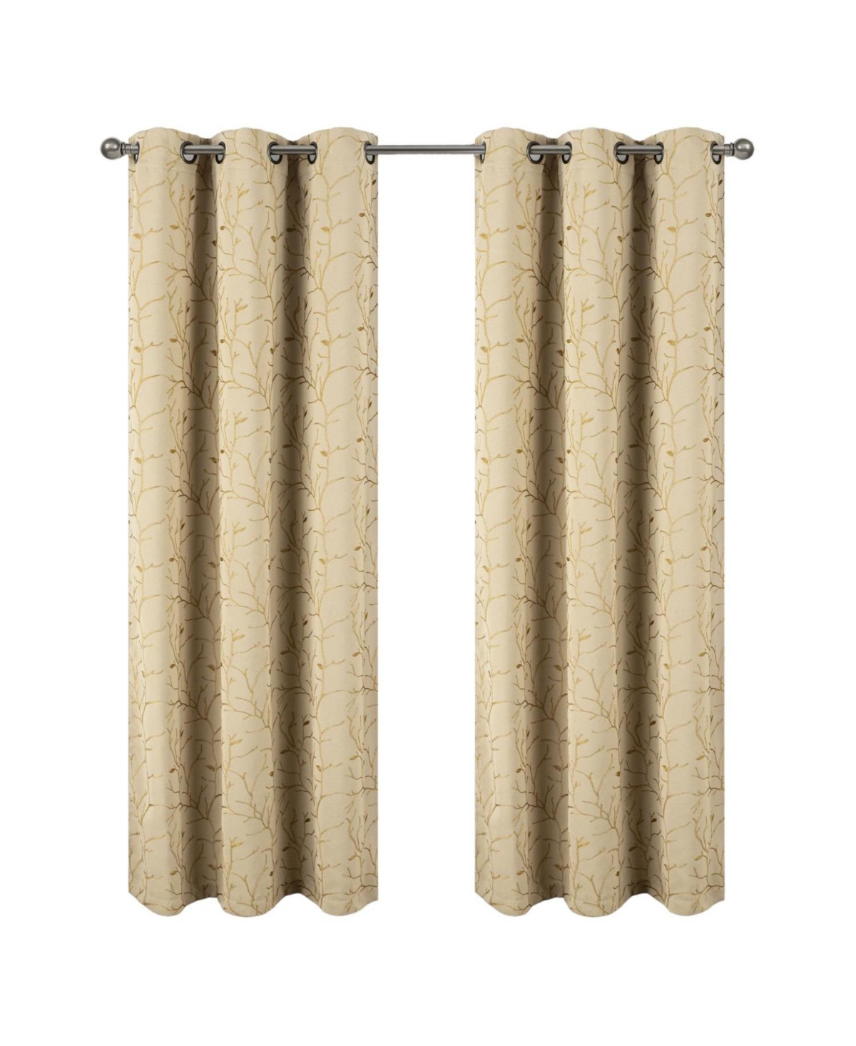Rt Designer Collection Luciana 2 Pack Embroidered Blackout Luxurious Decorative Grommet Curtain Panel 36" x 84" Beige