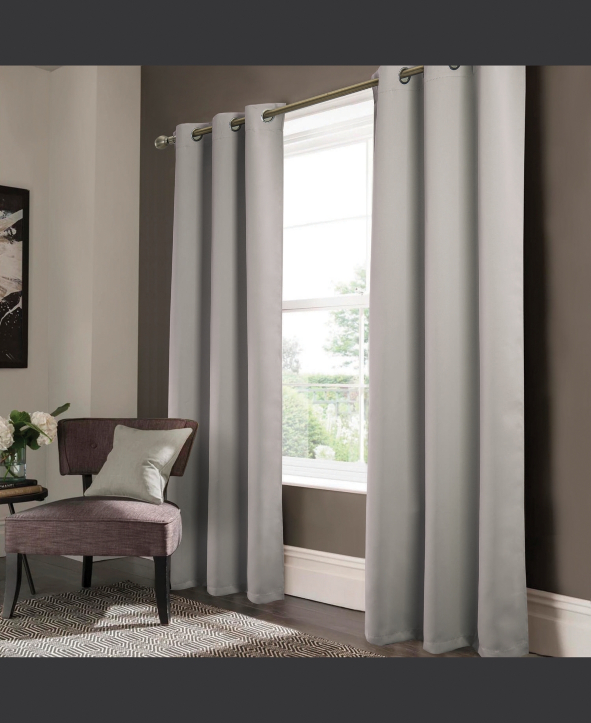 Rt Designer Collection Anchorage 2 Pack Blackout Grommet Luxurious Modern Design Curtain Panel Pair 36" x 84" Silver