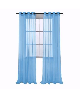 Cara One Sheer Grommet Light Filtering Curtain Panel 54" x 90" Neon Blue
