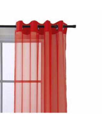 Cara One Sheer Grommet Light Filtering Curtain Panel 54" x 90" Red