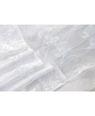 - Pia Embroidered Panel With Double Valance 54'' x 90'' White