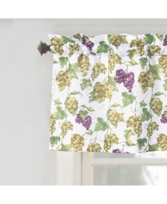 RT Designer's Collection Latte Printed 3 Pieces Kitchen Curtain Set Includes 1 Valance 52" x 18" and 2 Tiers 26" x 36" Each Multi Color