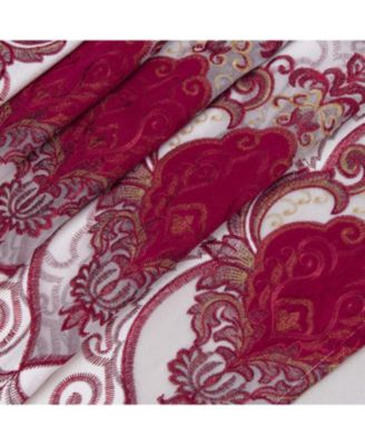 RT Designer Collection Betsy Macrame Rod Pocket Curtain Panel 52" x 84" Burgundy