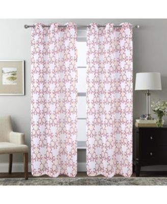 Crown Grommet Sheer Metallic Printed Doily Curtain Panel