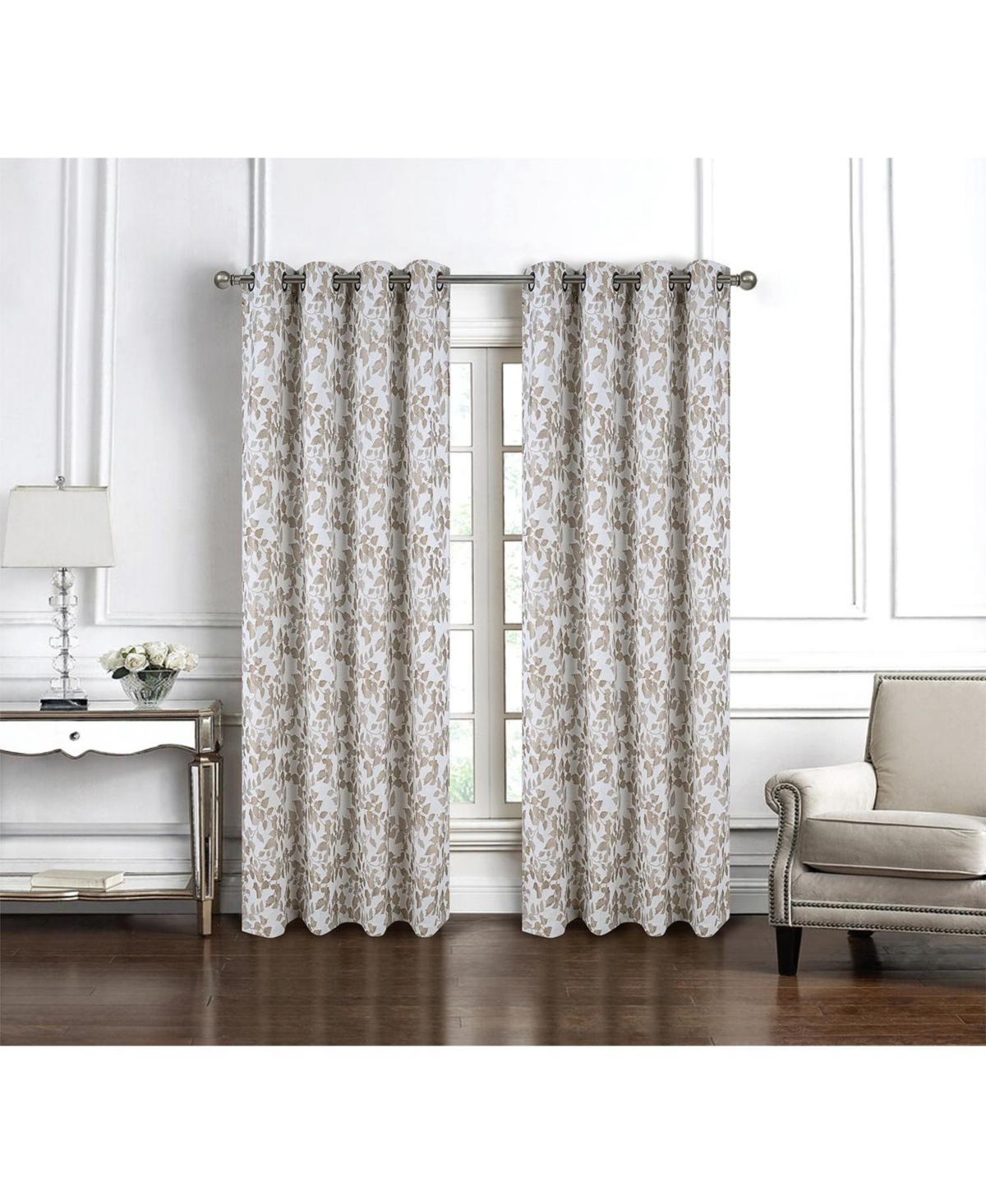Rt Designer Collection Brent Jacquard Luxurious Decorative Grommet Curtain Panel 54" x 84" Taupe