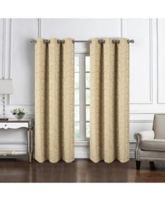 RT Designer Collection Luciana Embroidered Blackout Luxurious Decorative Grommet Curtain Panel 54" x 84" Beige