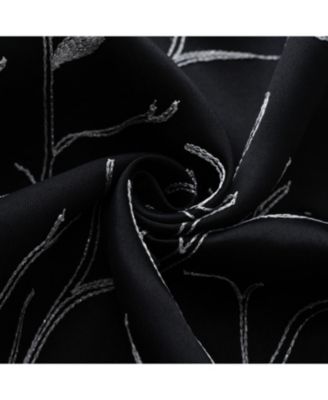 RT Designer Collection Luciana Embroidered Blackout Luxurious Decorative Grommet Curtain Panel 54" x Black