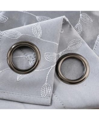 RT Designer Collection Lilian Embroidered Blackout Luxurious Decorative Grommet Curtain Panel 54" x 95" Silver