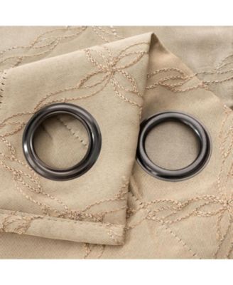 RT Designer Collection Gable 2 Pack Embroidered Blackout Luxurious Decorative Grommet Curtain Panel 36" x 84" Beige