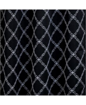 RT Designer Collection Gable 2 Pack Embroidered Blackout Luxurious Decorative Grommet Curtain Panel 36" x 84" Black