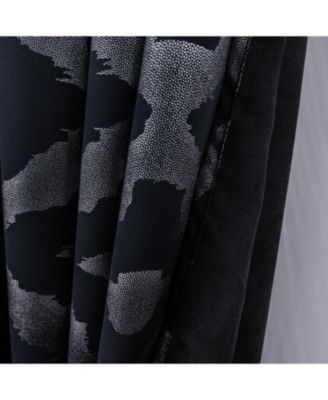 RT Designer Collection Heathrow Halo Foil Blackout Luxurious Decorative Grommet Curtain Panel 54" x 90" Black