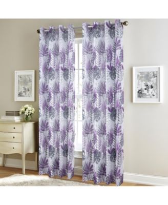 RT Designer Collection Fern Foil Printed Doily Luxurious Decorative Grommet Curtain Panel 54" x 90" Lilac