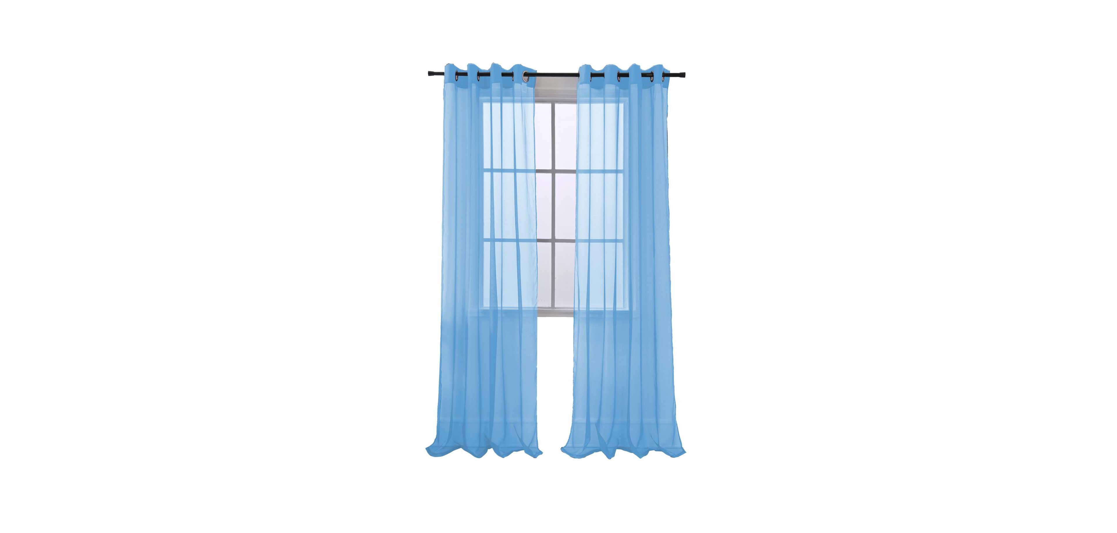 Rt Designers Collection Cara Grommet Curtain Panel for Windows 54" x 84" Neon Blue