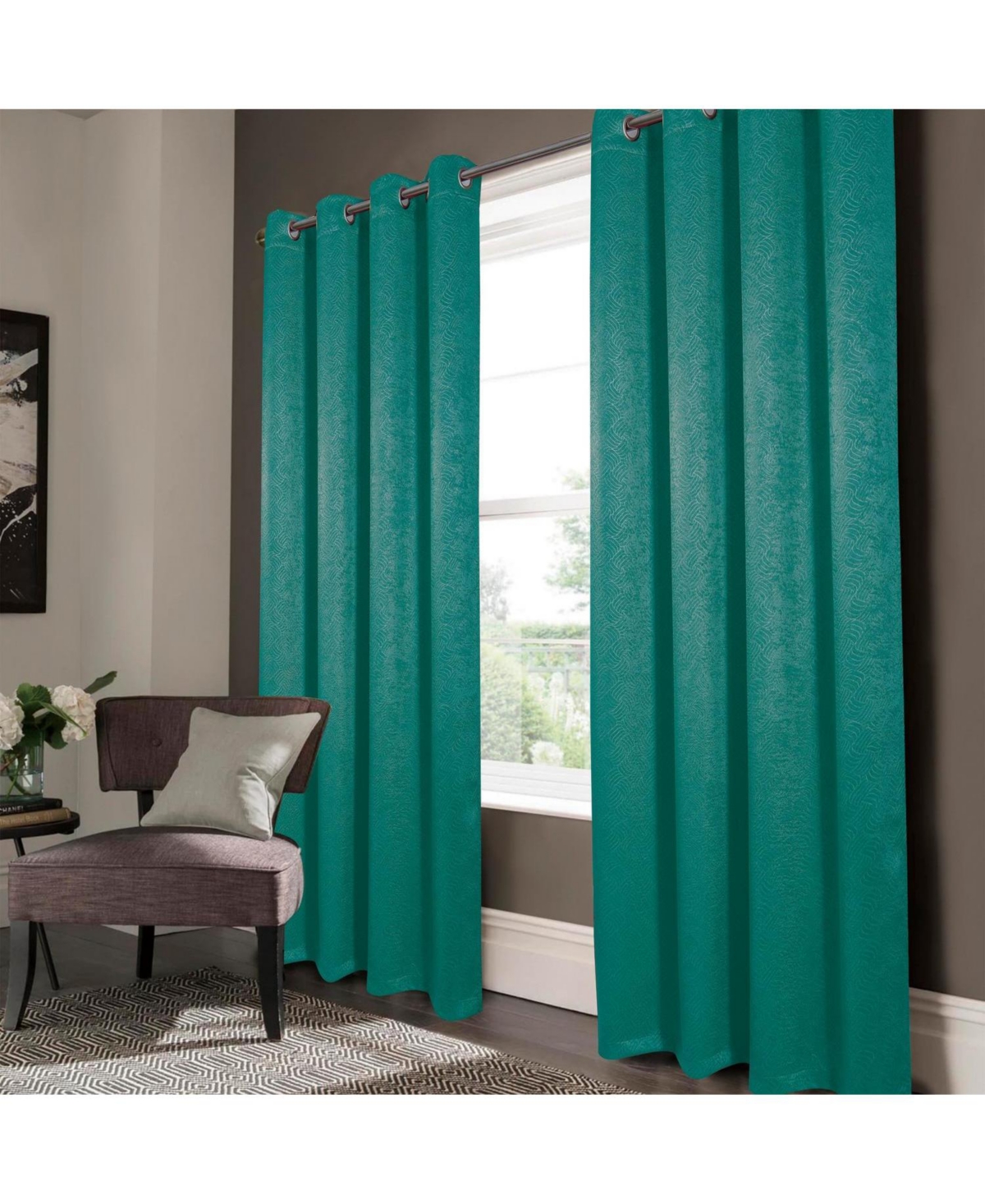 Rt Designers Collection Rt Designers Nellie Embossed Blackout Grommet Panel - 52x84", Teal.