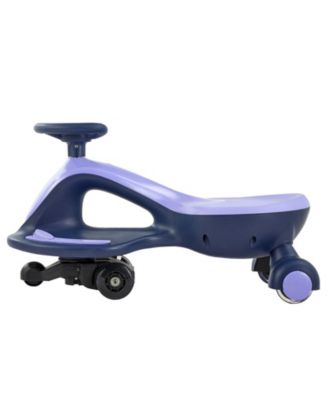Electric Wiggle Car, 150 lbs Load, 2-in-1 Swing Car with LED Wheels, Bluetooth, Rechargeable Battery, Ride Toy for Kids 3+, Purple