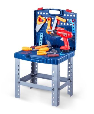 Kids Workbench, 56 PCS Tool Bench with Electric Drill & Realistic Tools, Pretend Construction Playset for Boys & Girls Age 3+