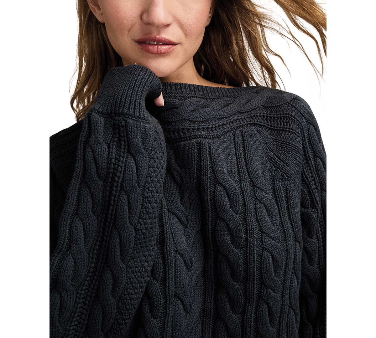 Lucky Brand Women's Boat Neck Cable Sweater