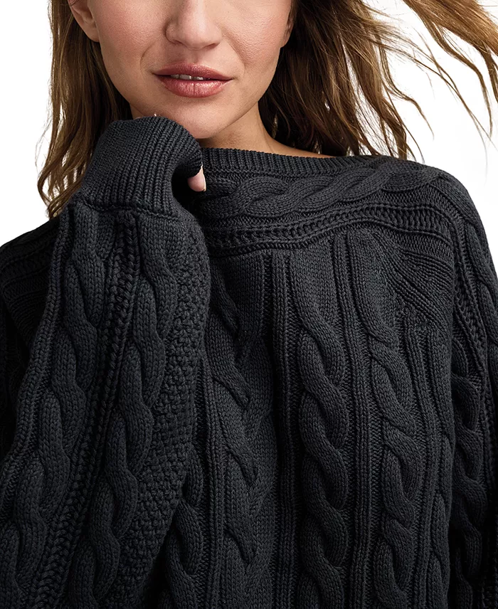 Women's Boat Neck Cable Sweater - thumbnail 8