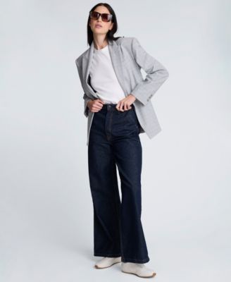 Women's Cutaway Plaid One-Button Tailored Blazer