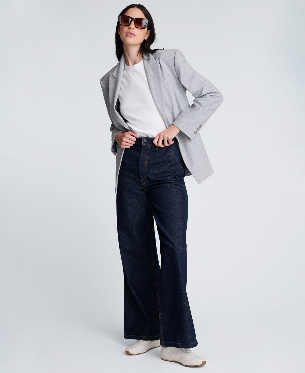 Kenneth Cole Slim Fit Windowpane Plaid Jacket In Gray