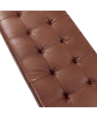 Narciso 60" Wide Bedroom Bench with Genuine Leather Top Cushion and Metal Base