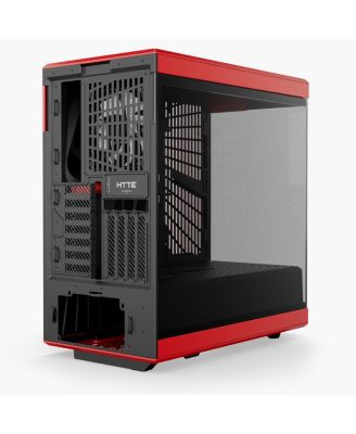 Y40 S-Tier Aesthetic Panoramic Tempered Glass ATX Mid-Tower Gaming Computer Case, Red