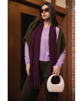 Women's Lacey Pointelle Pullover Sweater