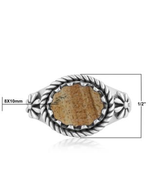 Sterling Silver Picture Jasper East West Ring