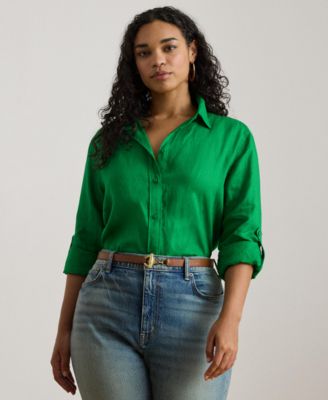 Lauren Ralph Lauren - Plus Size Relaxed Fit Long-Sleeve Shirt