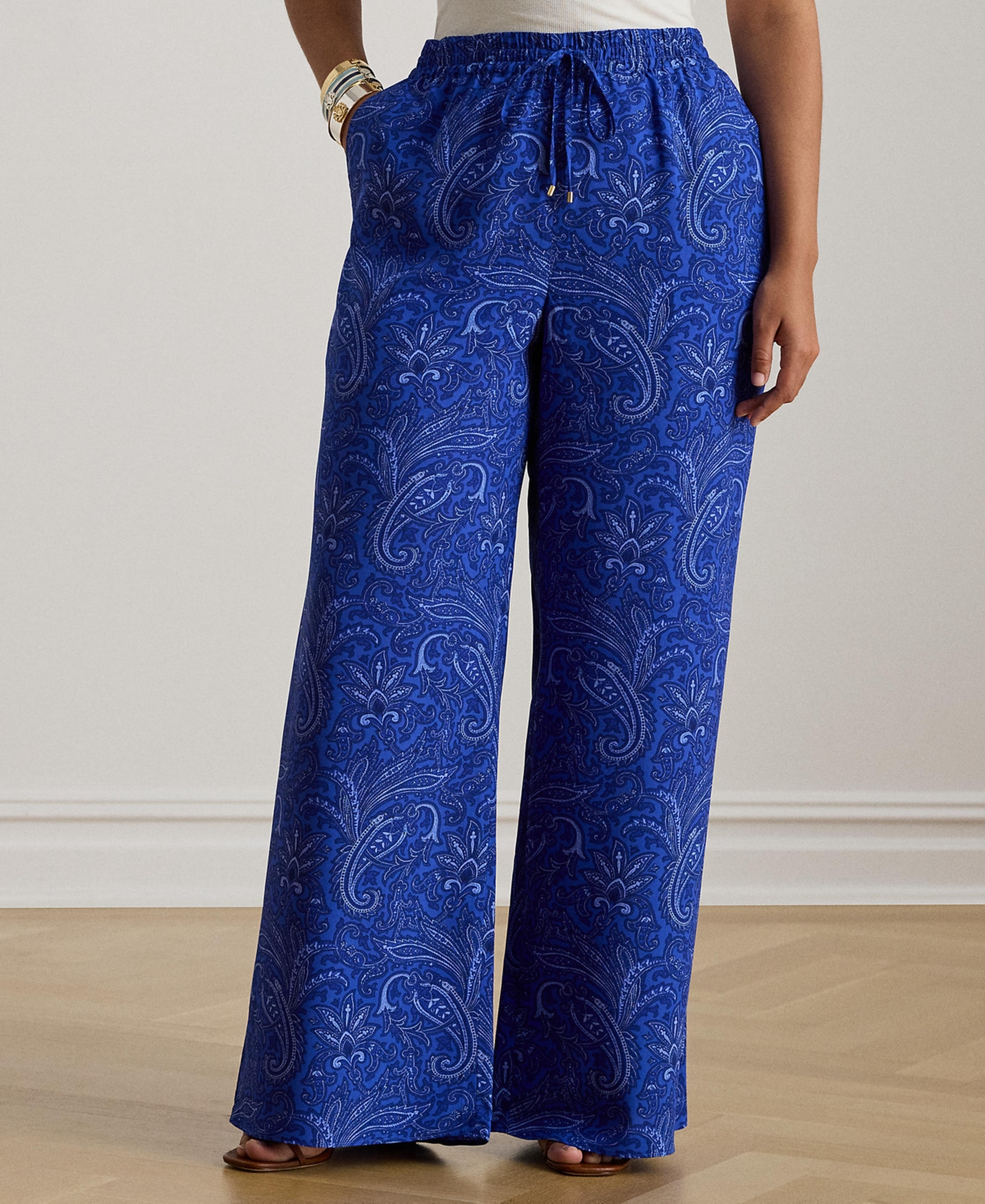 Lauren Ralph Plus Paisley Print Wide-Leg Pants