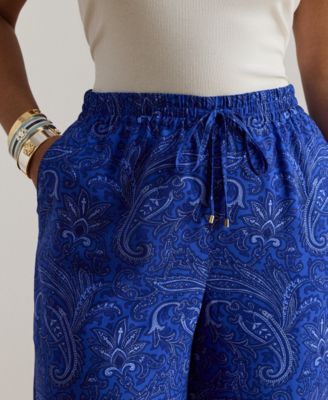 Plus Size Paisley Print Wide-Leg Pants