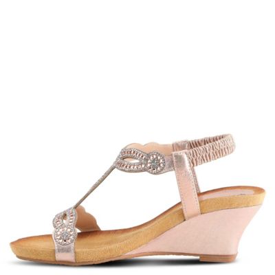 Women's SHINING Slip-On Wedge Sandals with Crystal Cut-Out Design