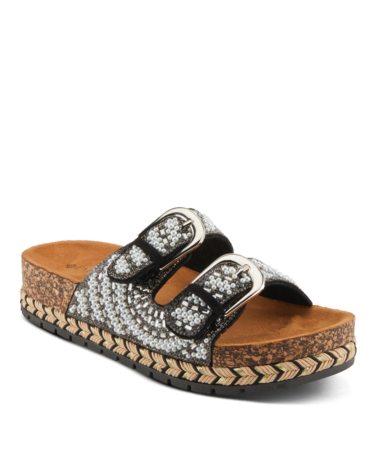 Patrizia Women's Pearline Pearl & Crystal Beaded Slide Wedge Sandals