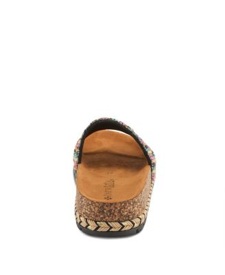 Women's SWIRLA Multicolor Beaded Slide Cork Wedge Sandals