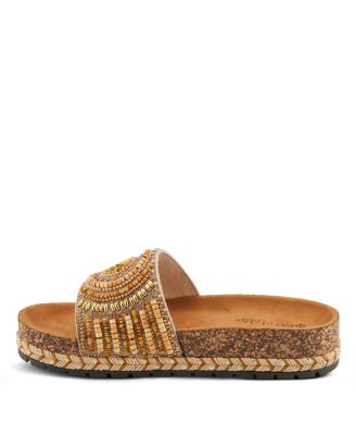 Women's SWIRLA Multicolor Beaded Slide Cork Wedge Sandals